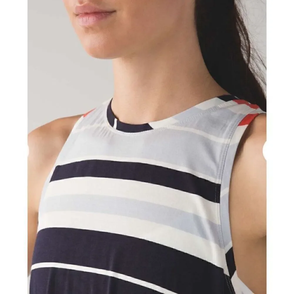 Lululemon All Tied Up Tank Beach Blanket Stripe Size M Pima cotton